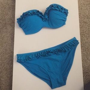 Marie Neil I blue ruffle swim suit bikini